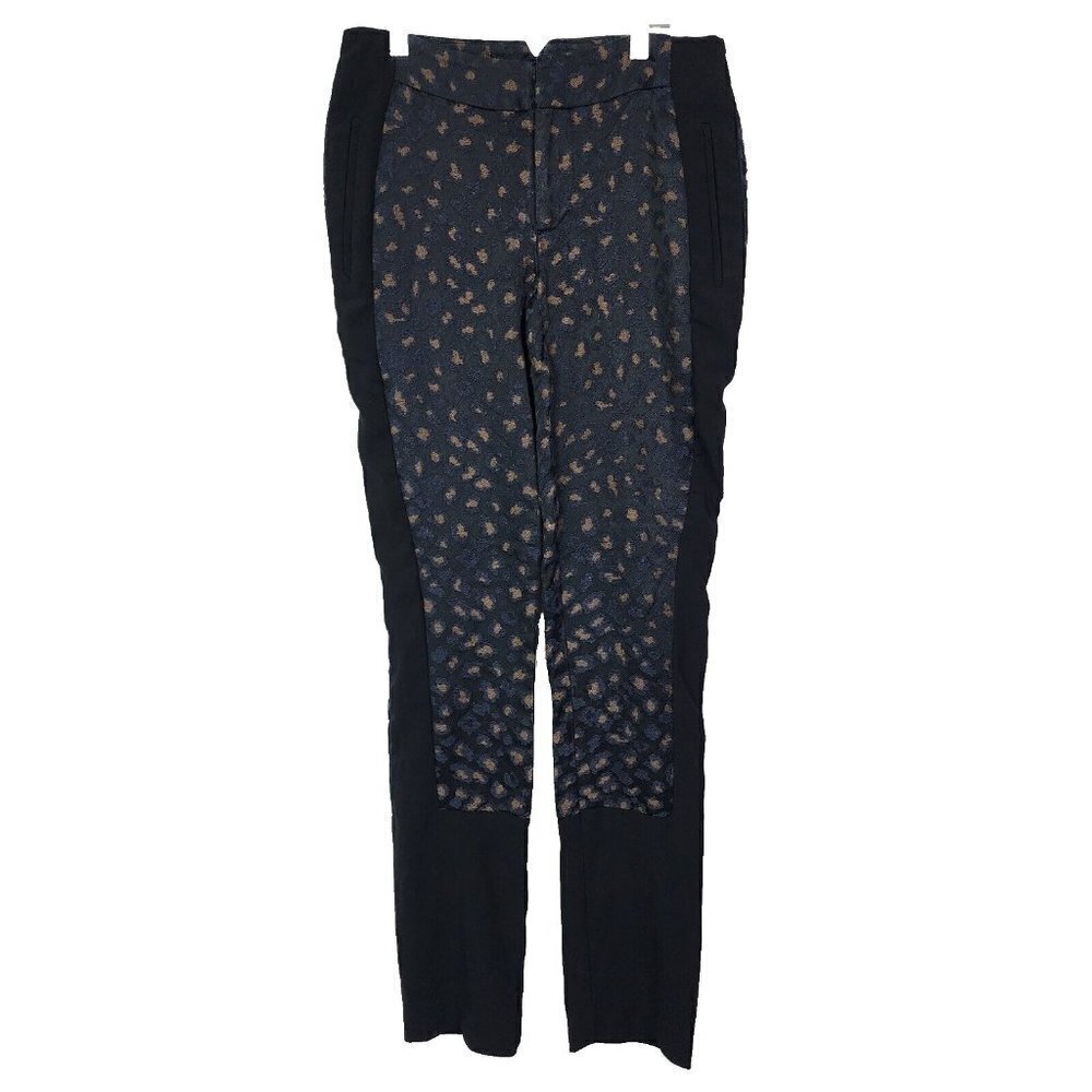 Marc By Marc Jacobs Navy Blue Animal Print Skinny Jacquard‎ Pants Size 0